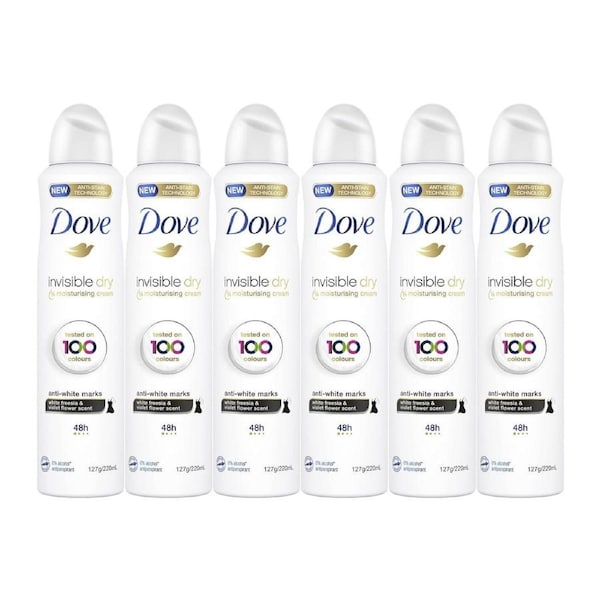 Dove Invisible Dry Antiperspirant Spray White Freesia & Violet Flower 220ml x6