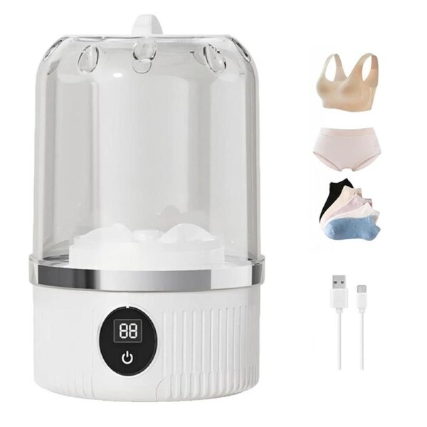 Catzon Portable Washing Machine USB Rechargeable Mini Underwear Washer-White