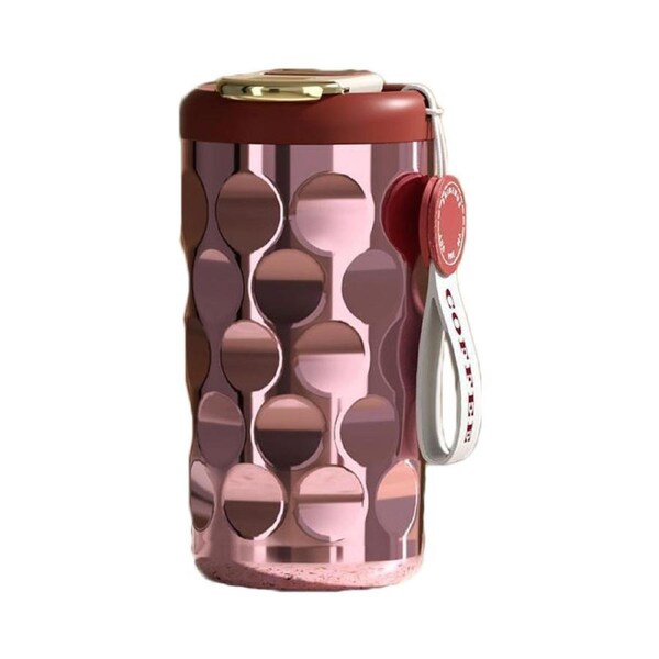 Nevenka Portable Coffee Mug 410ml with Temperature Display Leakproof for Travel-Pink
