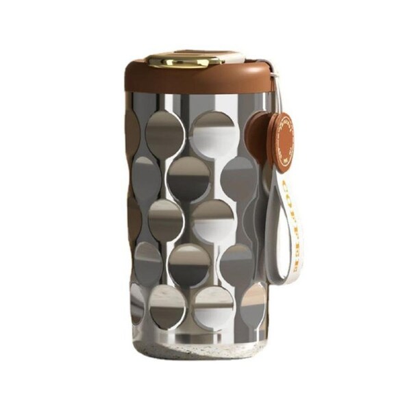 Nevenka Portable Coffee Mug 410ml with Temperature Display Leakproof for Travel-Silver