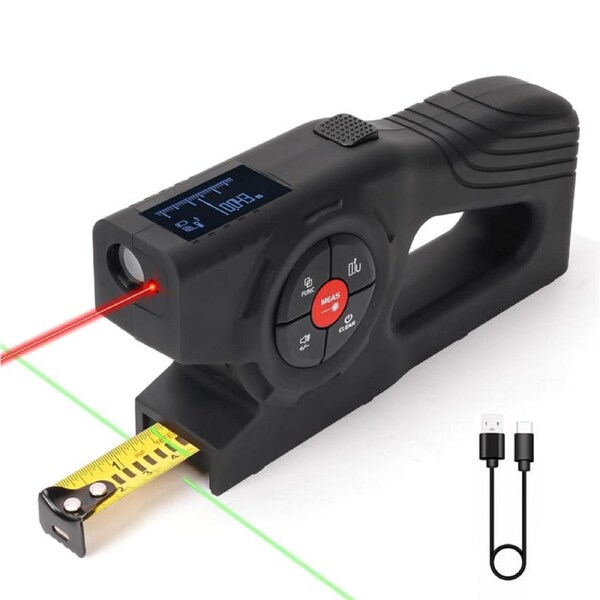 Nevenka 3-in-1 Tape Measure 50m with Instant Digital Readout and Green Laser Extension