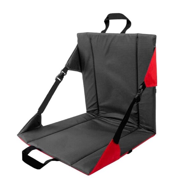Nevenka Portable Seat Cushion with Backrest Foldable for Camping Hiking & More-Grey Red