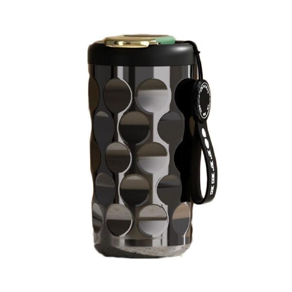 Nevenka Portable Coffee Mug 410ml with Temperature Display Leakproof for Travel-Black