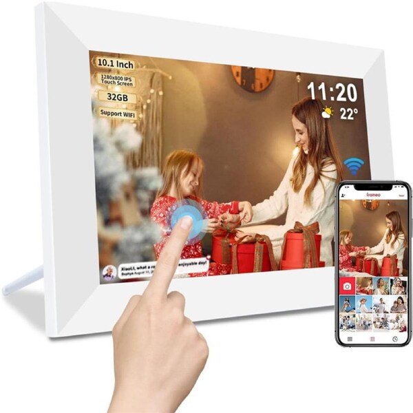 Catzon Digital Picture Frame 10.1 Inch WiFi HD IPS Touch Screen 32GB-White1