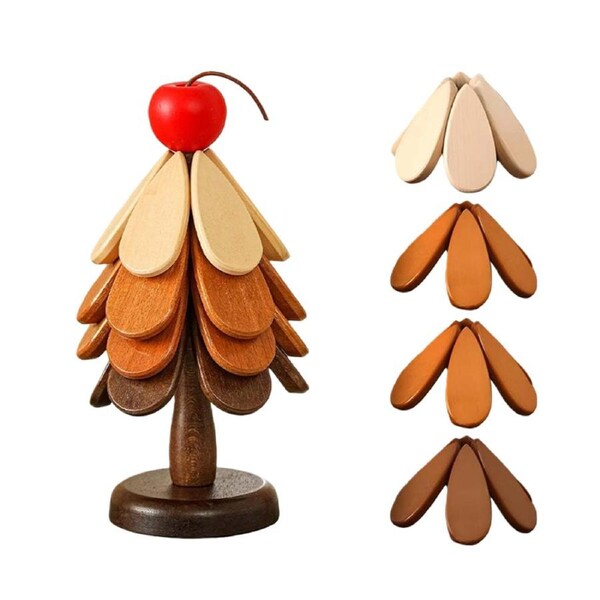 Catzon Wooden Tree Trivet Set Hot Dish Protector-Apple4
