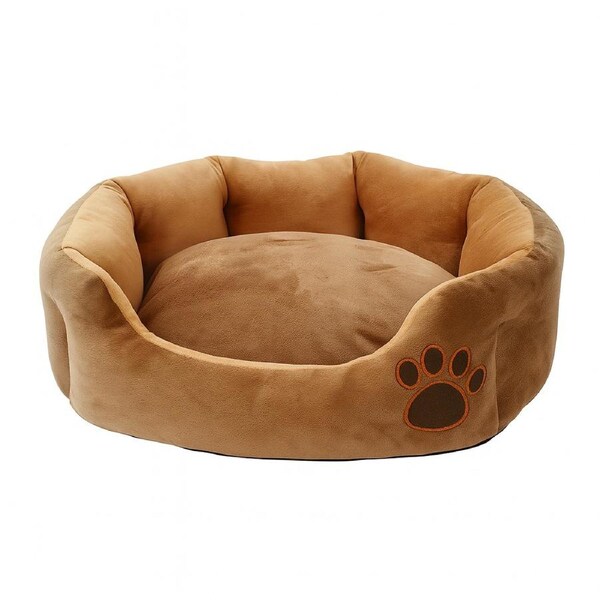 Small Plush Cat / Dog Mattress Bed Brown Removable Washable Cushion Cover- 35x35x13cm