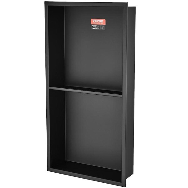 33.02 x 63.5 cm No Tile Shower Niche 304 Stainless Steel, Wall-Inserted Niche Recessed Double Shelves, Sealed Waterproof Rust-Resistant Modern Niche for Shower or Soap Storage Bathroom