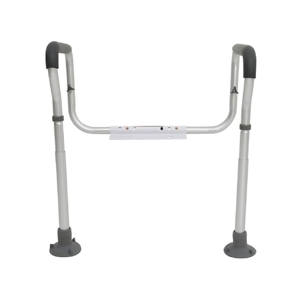 Toilet Safety Rail, Bathroom Toilet Seat Frame, Adjustable Width & Height Fit Most Toilets, Supports 136 kg, Toilet Handles Grab Bars with Padded Armrests for Handicap, Disabled, Seniors