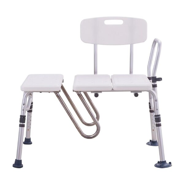 Tub Transfer Bench, Adjustable Bathtub Transfer Bench with U-Shaped Curtain Guard Protection & Reversible Backrest, Non-Slip Shower Seat Bath Bench for Elderly Disabled Injured, 400LBS Capacity