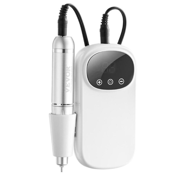 Electric Rechargeable Nail Drill, 35,000RPM Portable Cordless Nail E File Machine, LCD-Display Acrylic Gel Grinder Tool with 6 Bits and 50PCS Sanding Bands for Manicure Pedicure Carve Polish