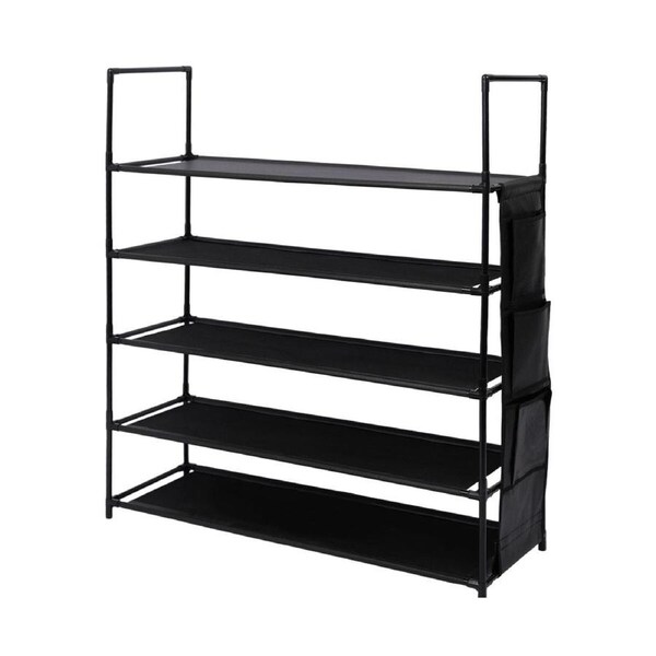 Shoe Rack Storage Cabinet Organiser 5 Tier Footwear Boots Stackable Shelf Space Saver Vertical Stand for Closet Front Door Entrance Dorm Bedroom Garage