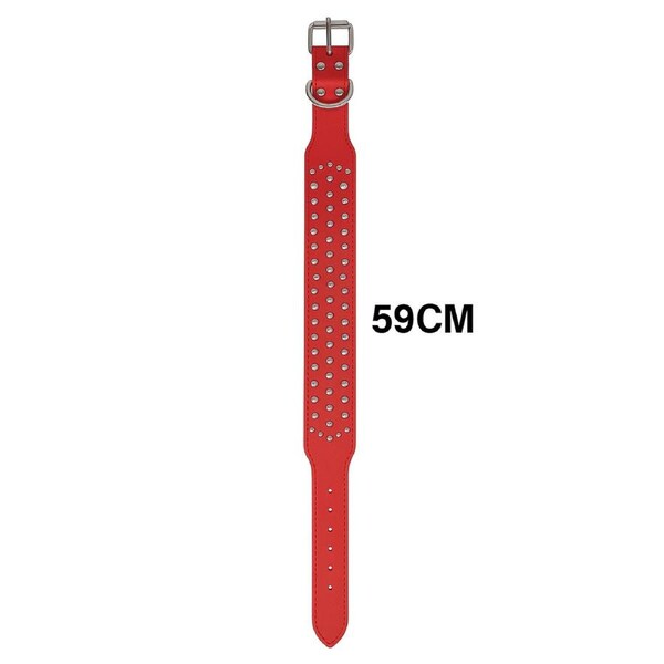og Collar Studded RED PUFaux Leather Spiked Pet Medium Wide Spiked 59cm