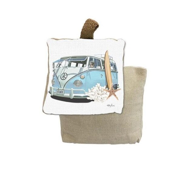 Doorstop Weighted Fabric Retro Blue Kombi White Door Stopper