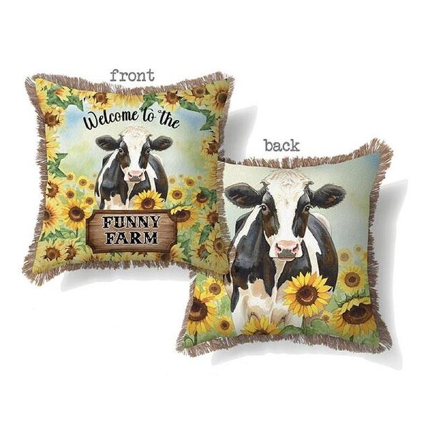 Country Cushion Cow Welcome Funny Farm 45cm Including Insert