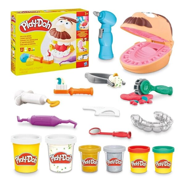 Play-Doh Drill n Fill Dentist Playset Drill Teeth Add Metallic Fillings 3+