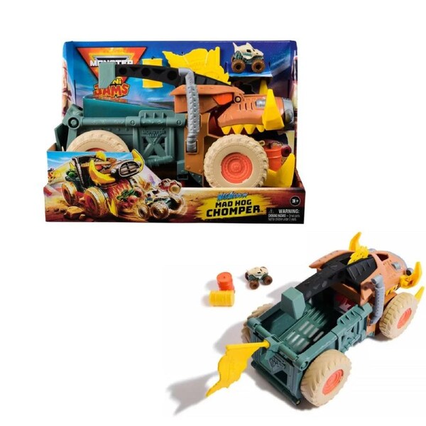 Monster Jam Mini Warthog Playset Megalodon Mad Hog Chomper Scoop Action Toy 3+