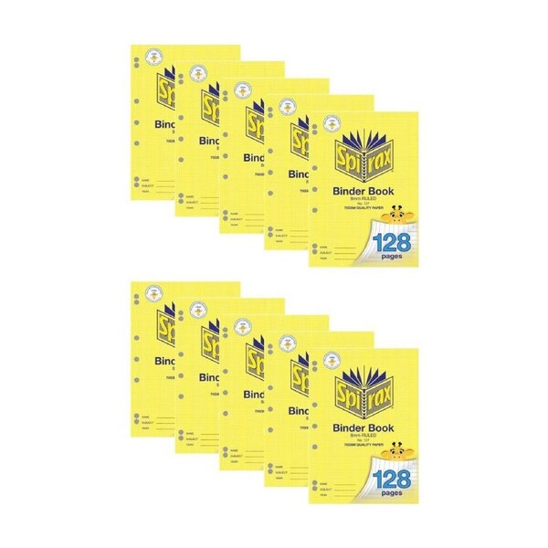 10PK Spirax 127 A4 Binder 70gsm School Writing Notebook 128 Pages