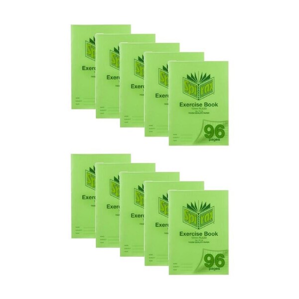 10PK Spirax P119 A4 12mm Ruled Red Margin 70gsm Exercise Writing Book 96 Pages