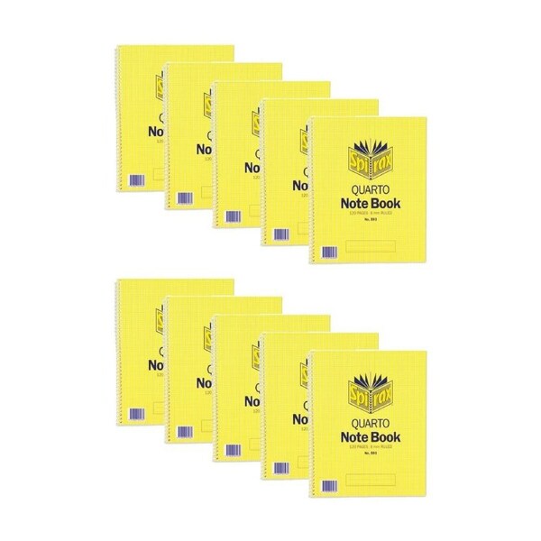 10PK Spirax 593 Quatro Spiral Bound Writing Notebook 120 Pages 252x200mm