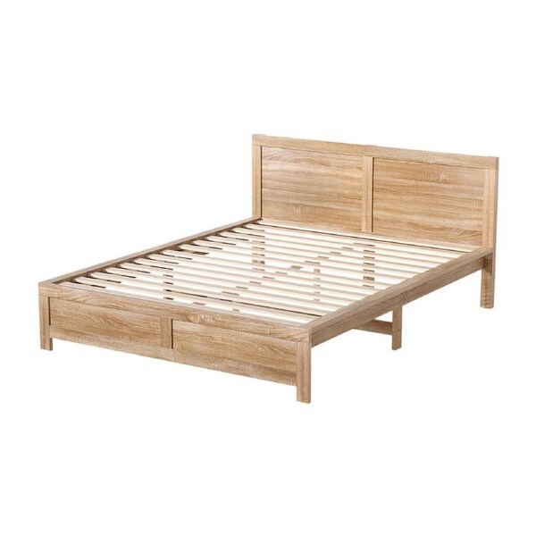 Artiss Bed Frame Queen Size Wooden Platform Base OATMEAL