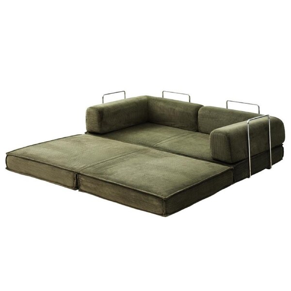 Artiss Convertible Folding Compressed Sofa Bed Corduroy Pull Out Mattress Couch Floor Sleeper Sofa Lounge Couch Chair Green