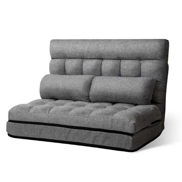 Artiss 2 Seater Sofa Bed Fabric Floor Lounge Recliner Chair Grey