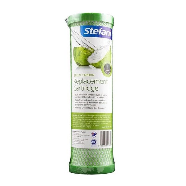 Stefani Replacement Water Filter Cartridge - Carbon Block 10 Micron Green 2.5' x 10"