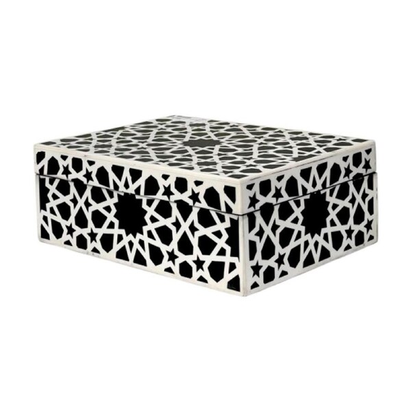SS Collective Black & White Patterned Decorative Rectangle Box 21x16cm