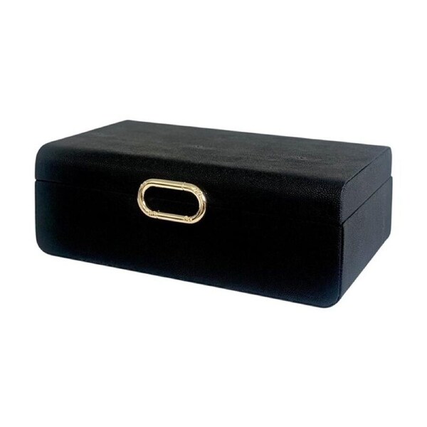 SS Collective Black Decorative Rectangle Box W/ Gold Badge Large 30x18x10cm