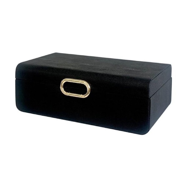 SS Collective Black Decorative Rectangle Box W/ Gold Badge Small 24x12x8cm