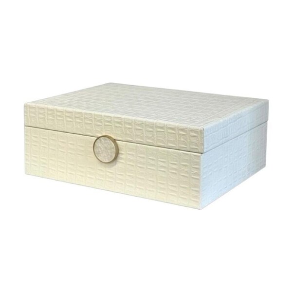 SS Collective Cream White Decorative Box W/ Mother of Pearl Latch 28x22x10cm