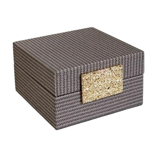 SS Collective Mocha Decorative Box With Textured Gold Latch 15x15x8cm