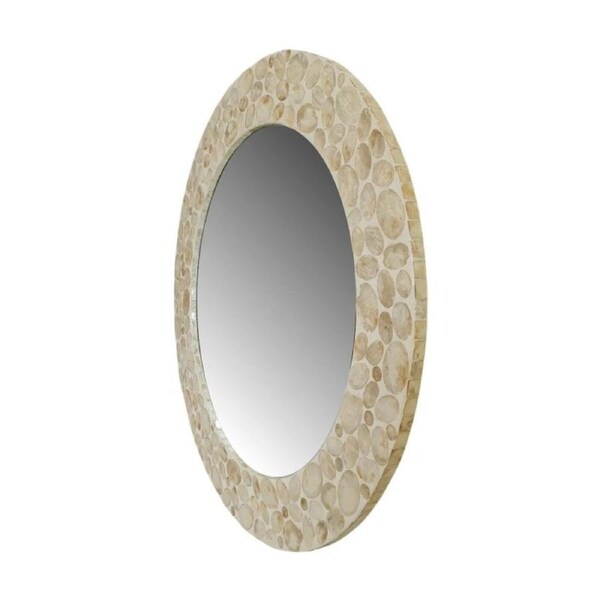 J.Elliot Home Elodie Pearl Round Indoor Mirror Decoration 75x75x1.5cm Natural