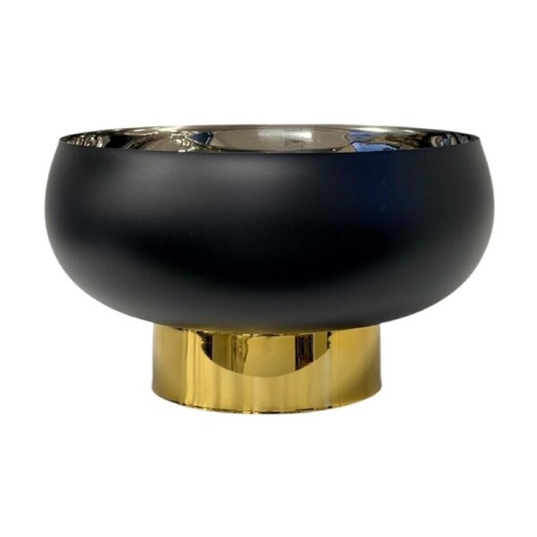 SS Collective Sleek Black Round Multi Purpose Bowl With Gold Base 28cm