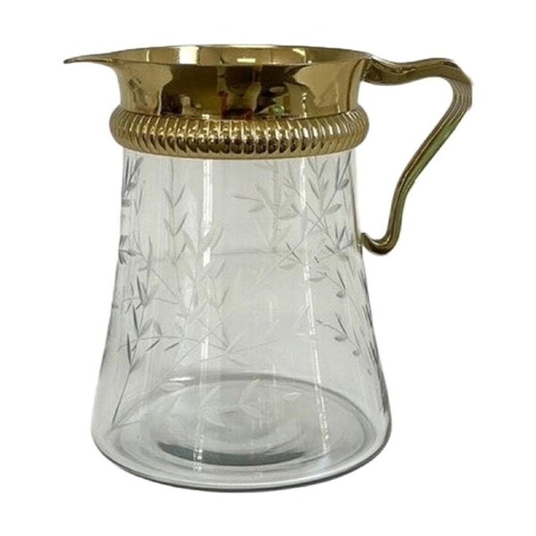 SS Collective Etched Floral Glass Water Jug/Pitcher Clear & Gold