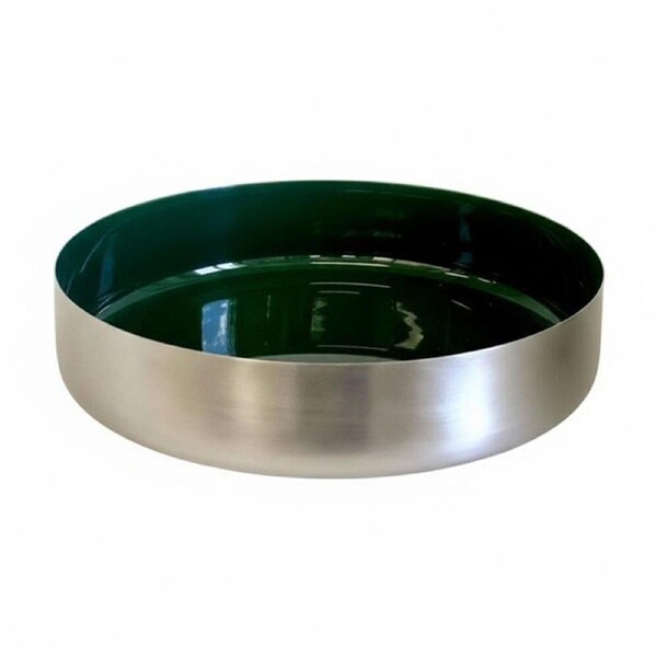 SS Collective Silver/Dark Green Enamelled Salad/Serving Low Bowl 30cm