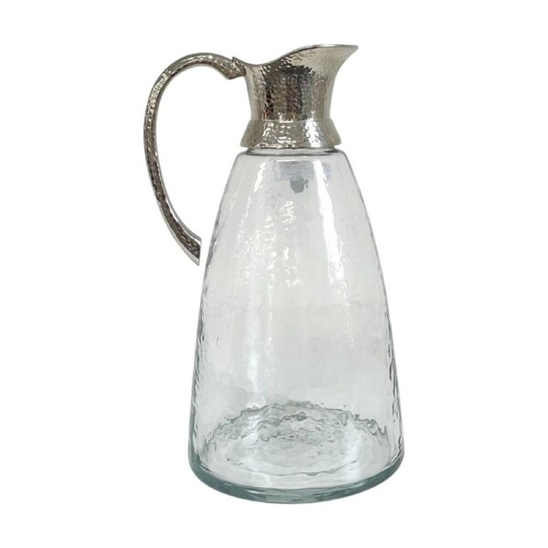SS Collective Hammered Glass Jug With Sleek Silver Spout 1.75L