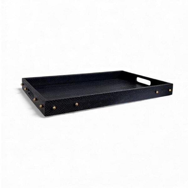 SS Collective Black Studded Decor Tray Large W/ Luxury Gold Accents 56x35cm