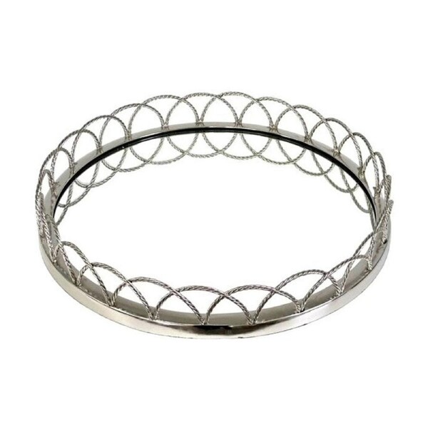 SS Collective Elegant Dinnerware Round Glass Tray With Looped Edge Trim 35cm