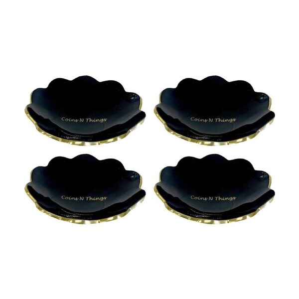 4PK SS Collective Coins N Things Scalloped Edge Trinket Bowl Black & Gold