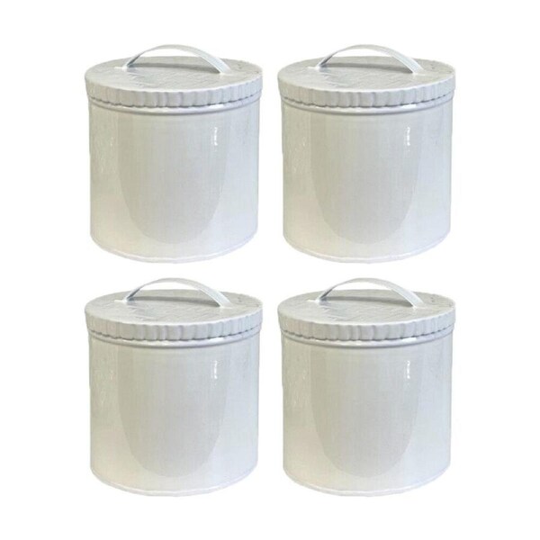 4PK SS Collective White Bamboo Patterned Food Safe Pantry Canister Large 14cm