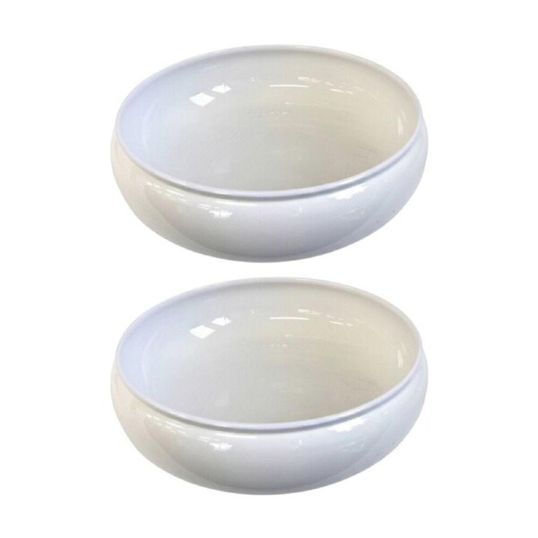 2PK SS Collective White Soft Bamboo Patterned Salad/Serving Low Bowl 28cm