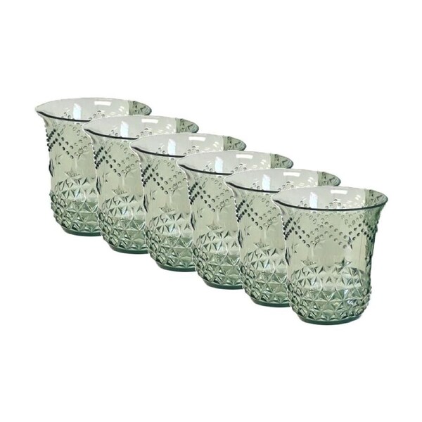 6PK SS Collective Green Acrylic Tumbler Star Patterned Drinkware 10x9cm