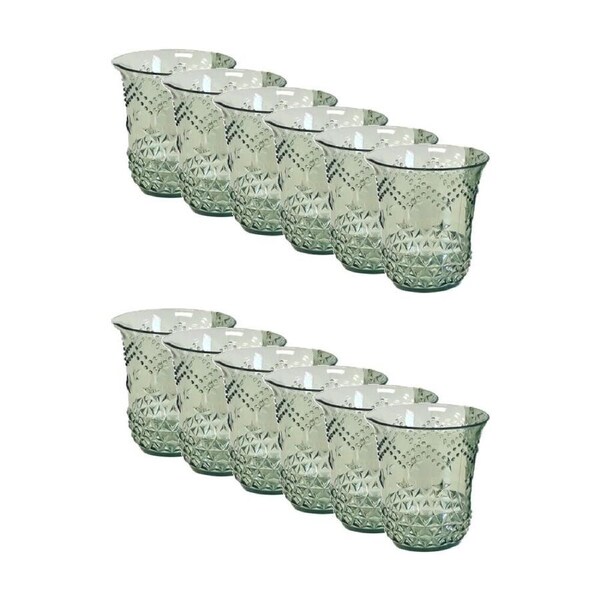 12PK SS Collective Green Acrylic Tumbler Star Patterned Drinkware 10x9cm