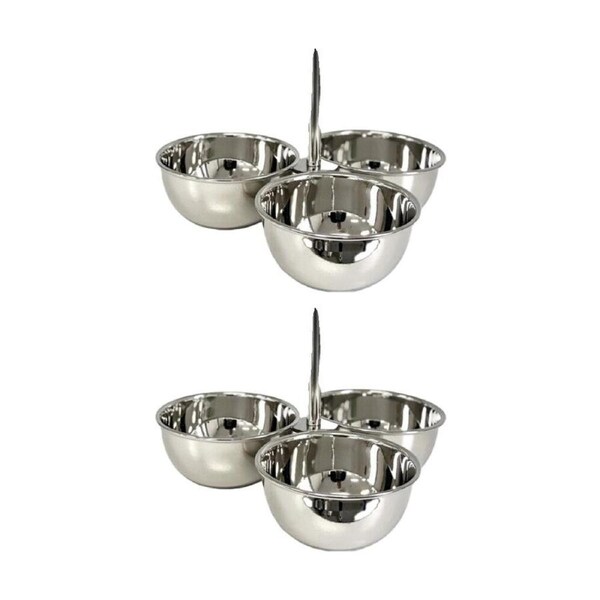 2PK SS Collective Three Dish Bowl With Bow Handle For Nuts & Nibbles SIlver