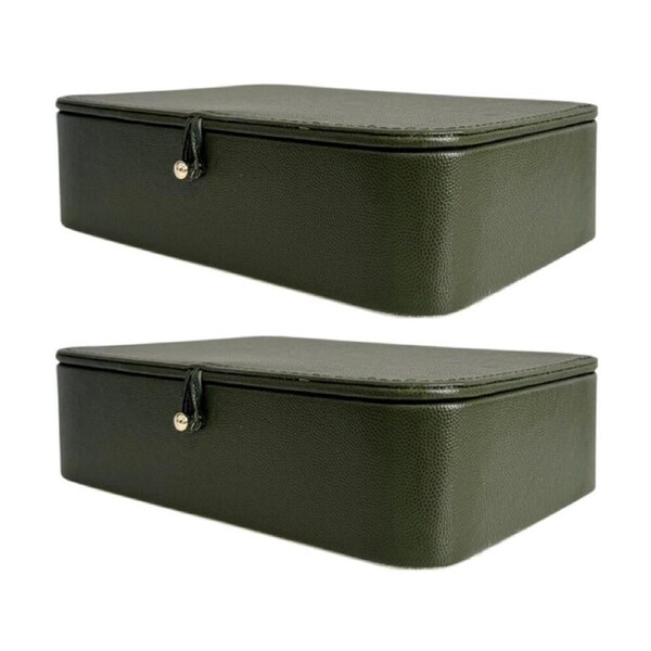 2PK SS Collective Moss Green Stitched With Gold Decorative Box 28x18cm
