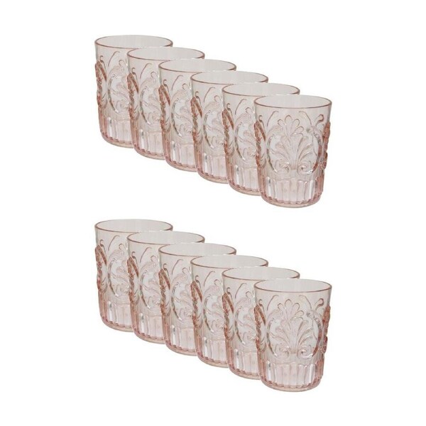 12PK SS Collective Blush Pink Scallop Design Acrylic Tumbler Drinkware 472ml