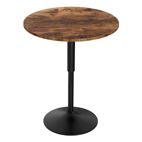 HOMFURN Bar Table Swivel Round Height Adjustable 71-91cm Kitchen Outdoor Table with 60cm MDF Top & Steel Base for Pub Cafe Dining