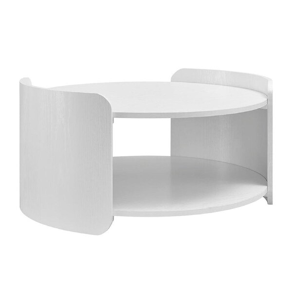 Design Square Amara Modern Wooden Round Coffee Tea Table White