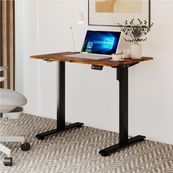 90cm Electric Standing Desk Height Adjustable - Brown